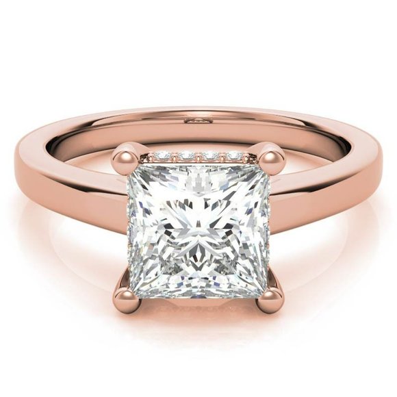 3.0Carat -9.0mm Princess Cut Moissanite Engagement Ring With Hidden Halo - Picture 15 of 16